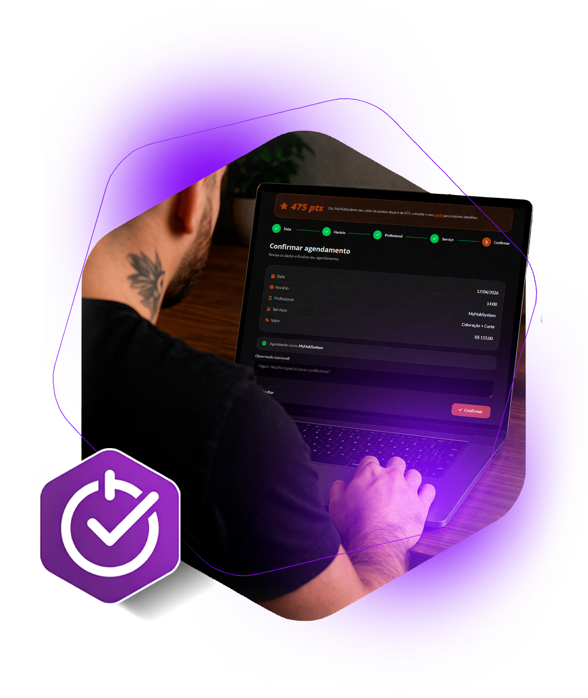 Mockup do fluxo de agendamento do sistema