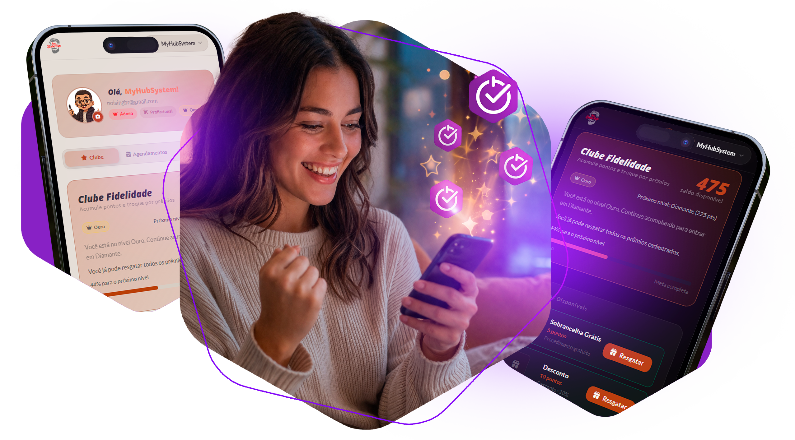 Mockup do programa de fidelidade do sistema