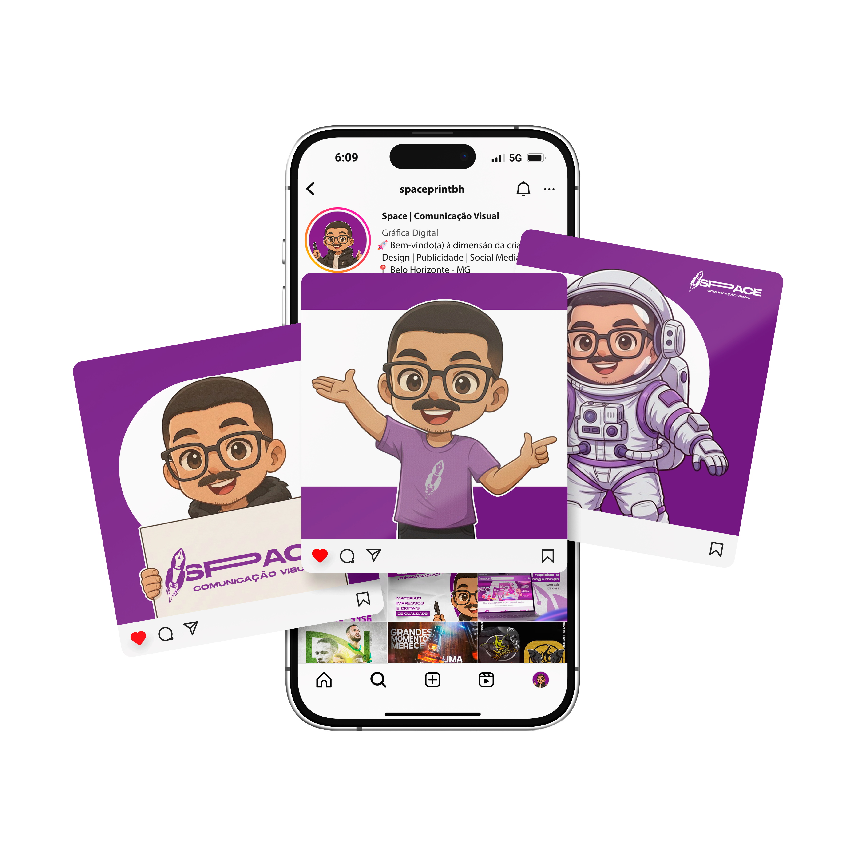 Mockup de smartphone com social media